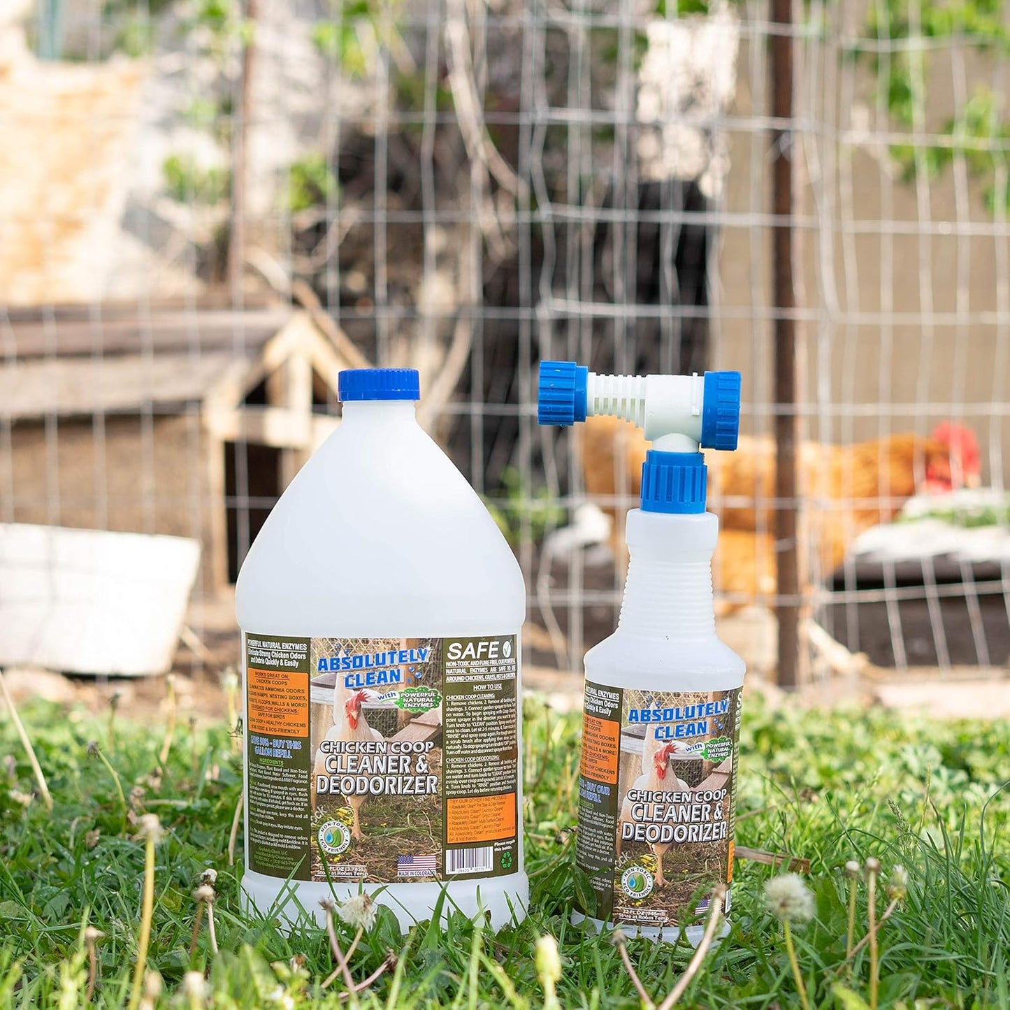Absolutely Clean Chicken Coop Cleaner and Deodorizer, Veterinarian Approved, Powerful, Natural Enzyme Cleaner Safely Eliminate Tough Messes and Odors, Made in Colorado