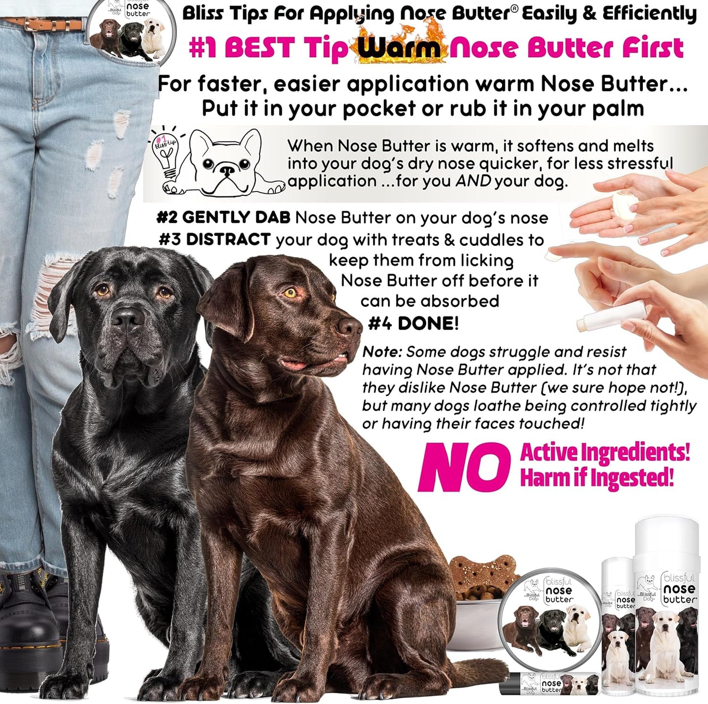 The Blissful Dog Labrador Retriever Nose Butter for Dry, Cracked Skin, Lick-Safe Dog Nose Balm with Moisturizing Shea Butter, Almond, Olive, and Essential Oils, Pet Supplies, Uncented, 0.50 oz.