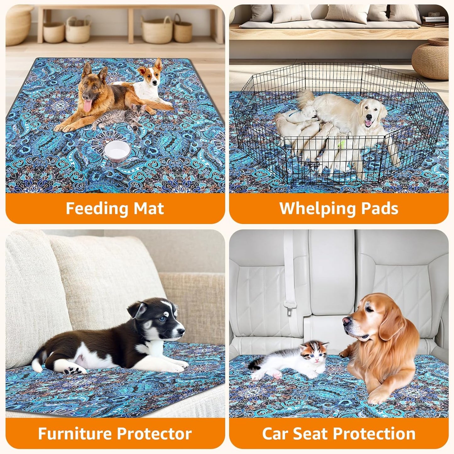 LOOBANI Washable Pee Pads for Dogs, 2 Pack Super Absorbent Reusable Puppy Pads Leakproof Dog Traning Pads, Waterproof Non-Slip Whelping Pad for Floor, Playpen, Crate, Couch-31 x36 (Green)