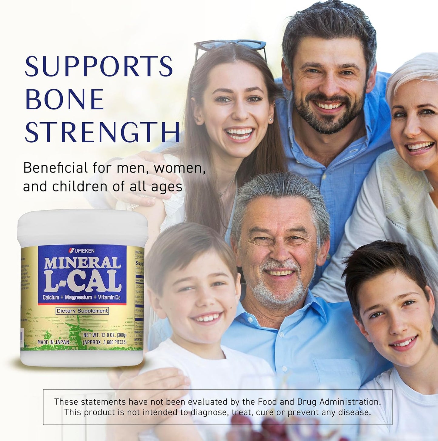 Mineral L-Cal Calcium with Vitamin D3, 12 Month Supply, Water Soluble Ball Format with Magnesium & Minerals, Fast Absorbing Calcium Magnesium D3 Supplement, 3,600 Balls per Bottle, 360g, Pack of 2