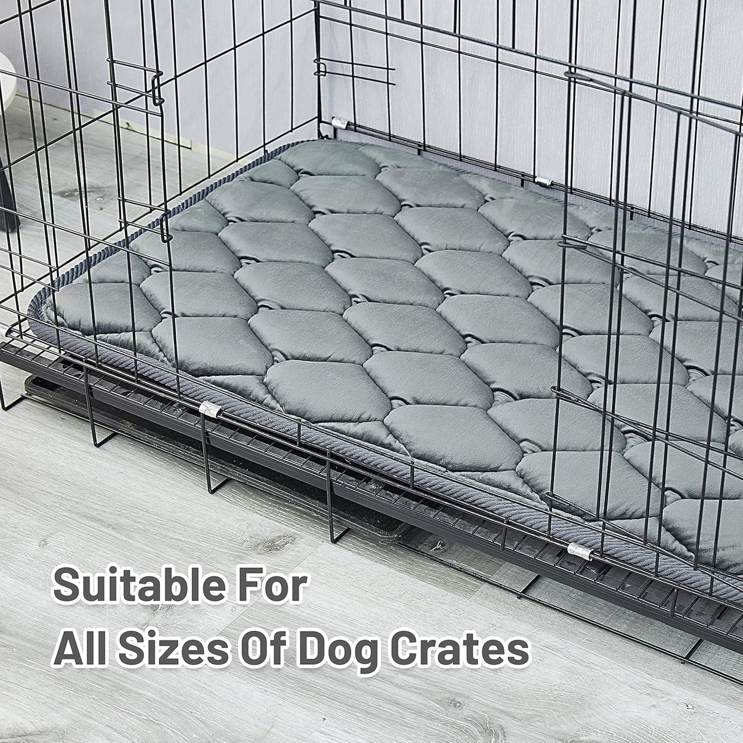 Dog Crate Mats,Soft Kennel Pads Washable with Anti-Slip Bottom,Dog Kennel Pads for Sleeping,Pets Mattress Cat Dog Beds for Large Medium Dogs(35x22,Grey)